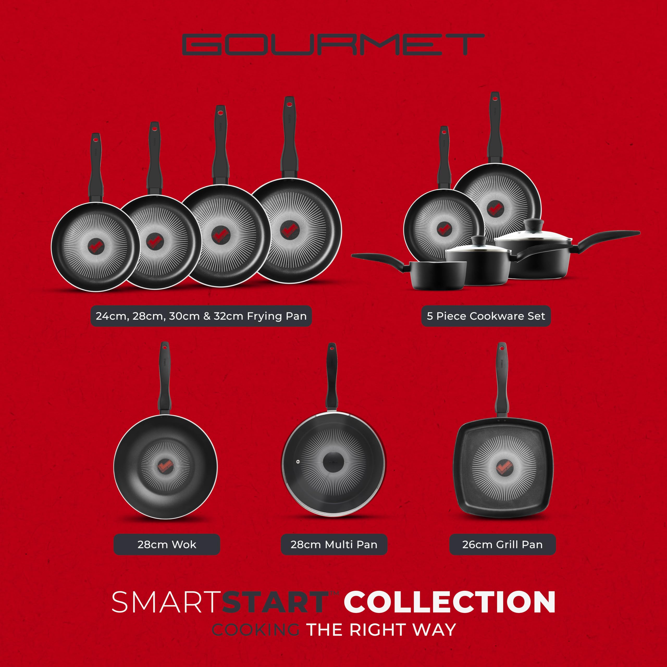 Tower T700318 SmartStart Gourmet - Sartén multisartén y tapa de aluminio con revestimiento antiadherente Aeroglide, compatible con inducción (28 cm)