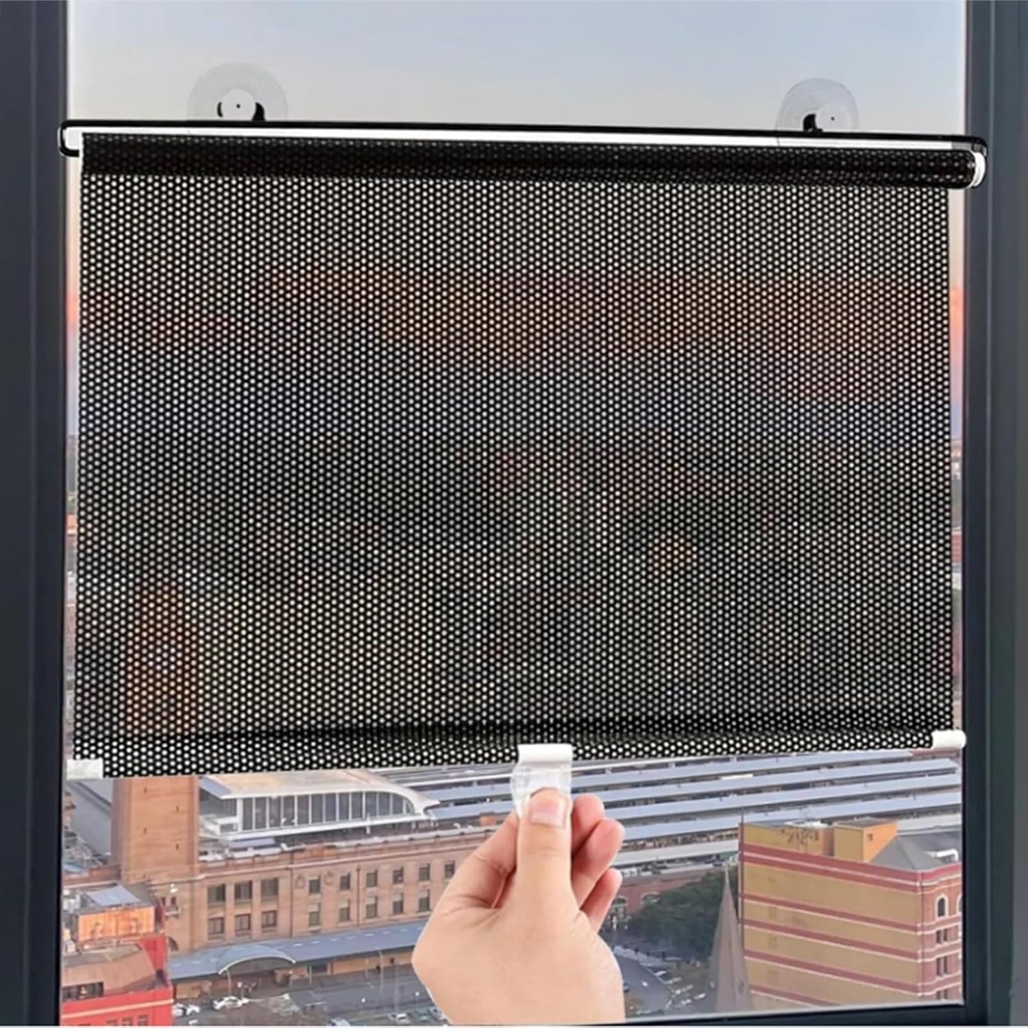 Heat Insulation Blackout Roller Blinds With Suction Cups Retractable Sunscreen UV Protection Portable Sunshade Blinds for Car Home Office Bedroom Kitchen Privacy Window Curtains, 6 Sizes(68X125