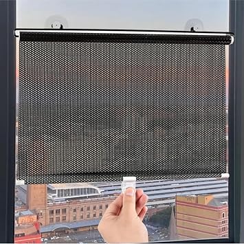 Heat Insulation Blackout Roller Blinds With Suction Cups Retractable Sunscreen UV Protection Portable Sunshade Blinds for Car Home Office Bedroom Kitchen Privacy Window Curtains, 6 Sizes68X125