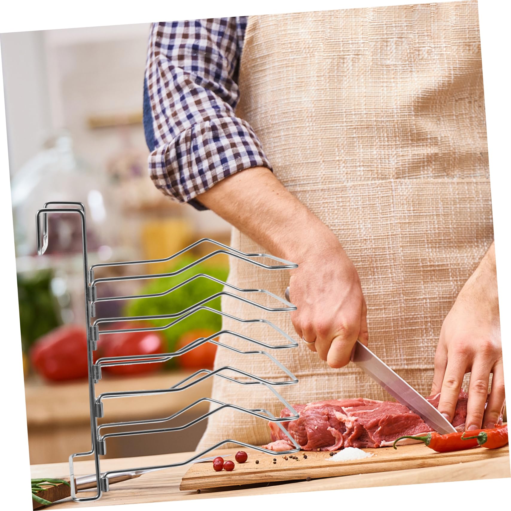 Supporto per bistecca in Acciaio Inossidabile 304, Portabistecca Separatore, Cremagliera Smontabile, 5 Pezzi, Facile da Riporre