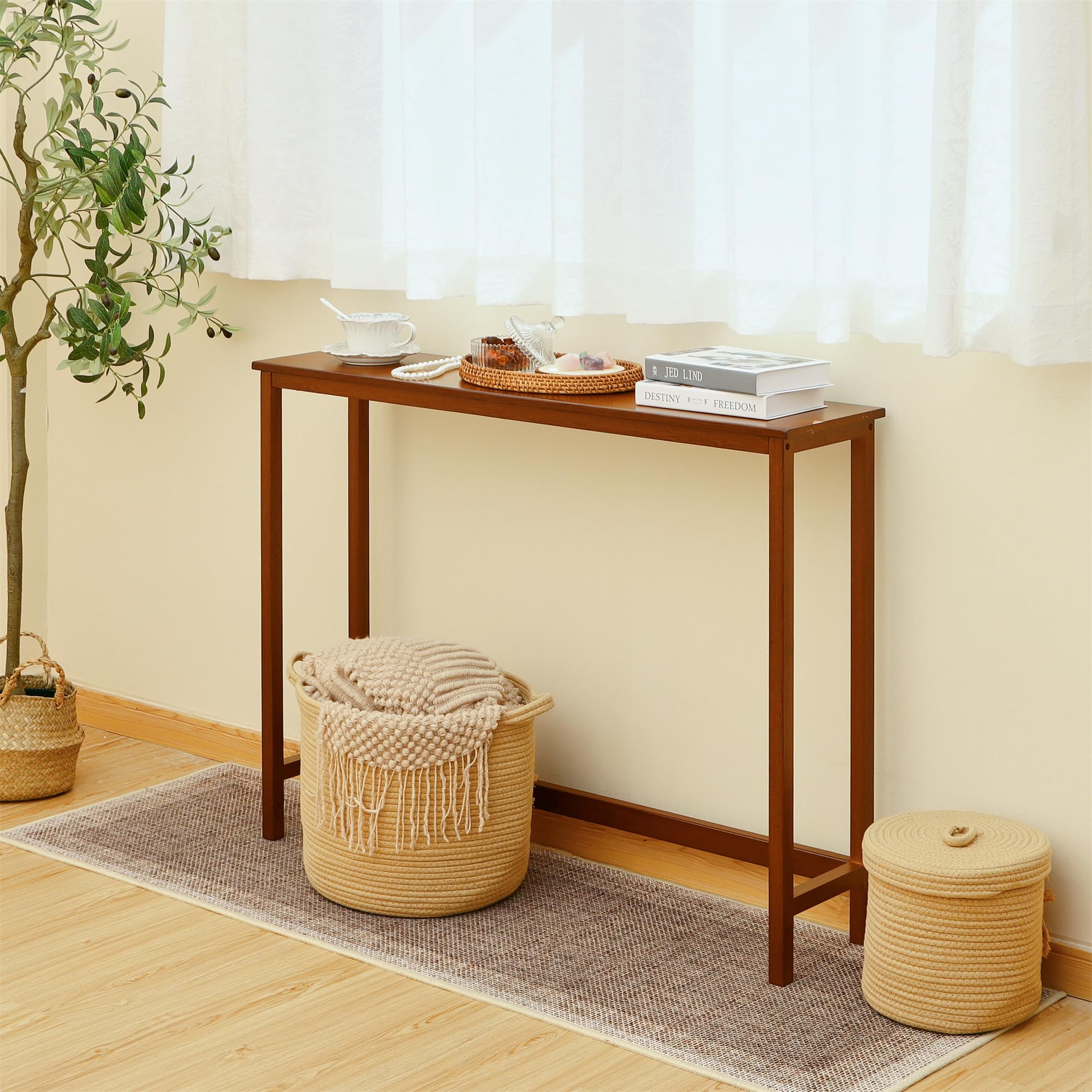 Best Small Console Table Entryway Picks for 2026 1 Mordchil HF Bamboo Narrow Console Table, 39.4'(L) Wood Small Entryway Table, Acc — product photo