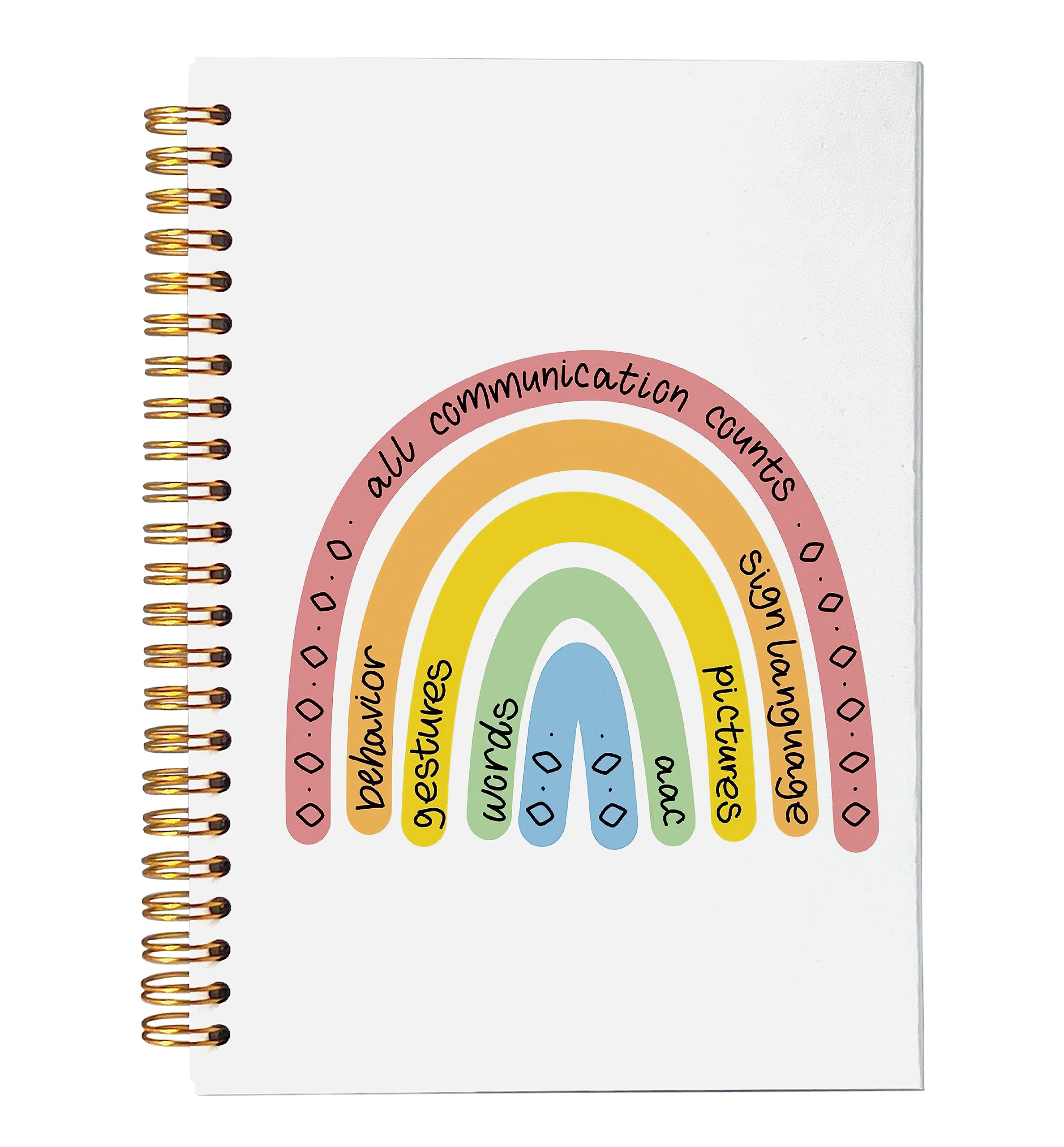 VNWEK All Communication Counts Speech Therapy Spiral Notebook Journal 5.5 x 8.3 inches,Colorful Rainbow Lined Hardcover Spiral Notebook,Speech Language Pathologist Gifts,Speech Therapy Gift SLP Gift