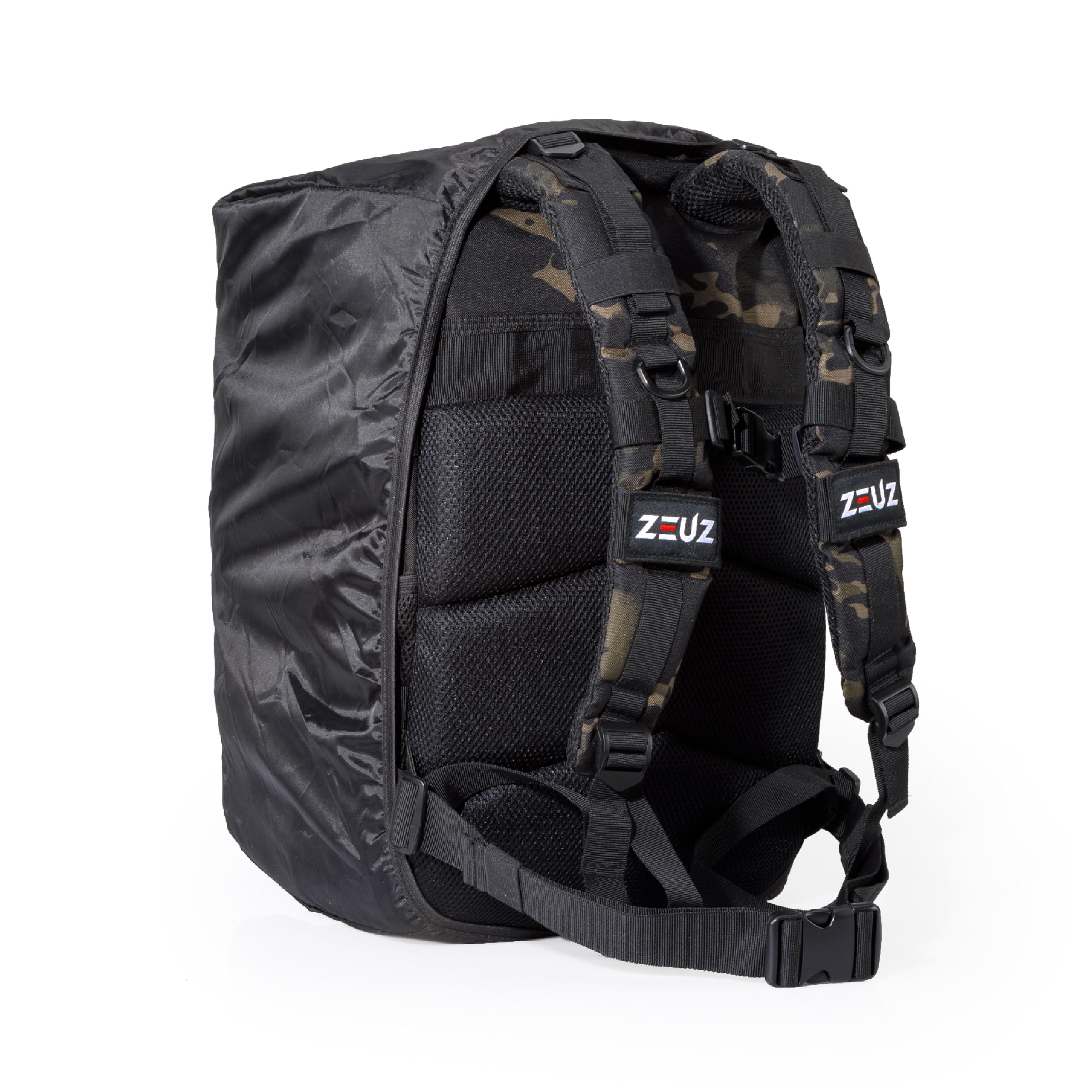 ZEUZ Tactique Sac à Dos Femme & Homme pour Fitness & CrossFit - Sac à Dos - Sac de Sport - Militaire Army Bag - Sac de Sport - 45 Litres - Camo Noir, 45 Liter