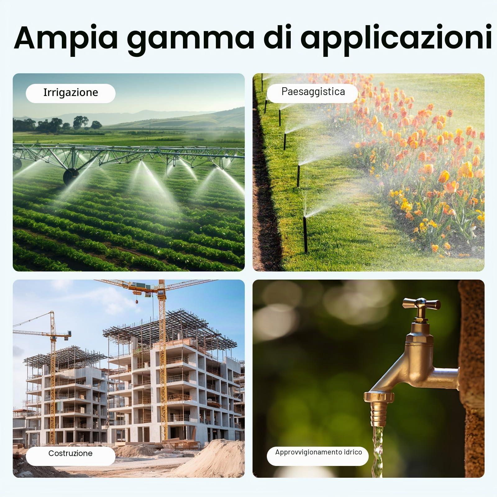 Pompa per fontana profonda da 2 pollici, pompa sommersa con interruttore a pressione in acciaio inox 1000 L/H, 0,37 KW, 55 m, altezza di mandata, pompa dell'acqua per irrigazione giardino