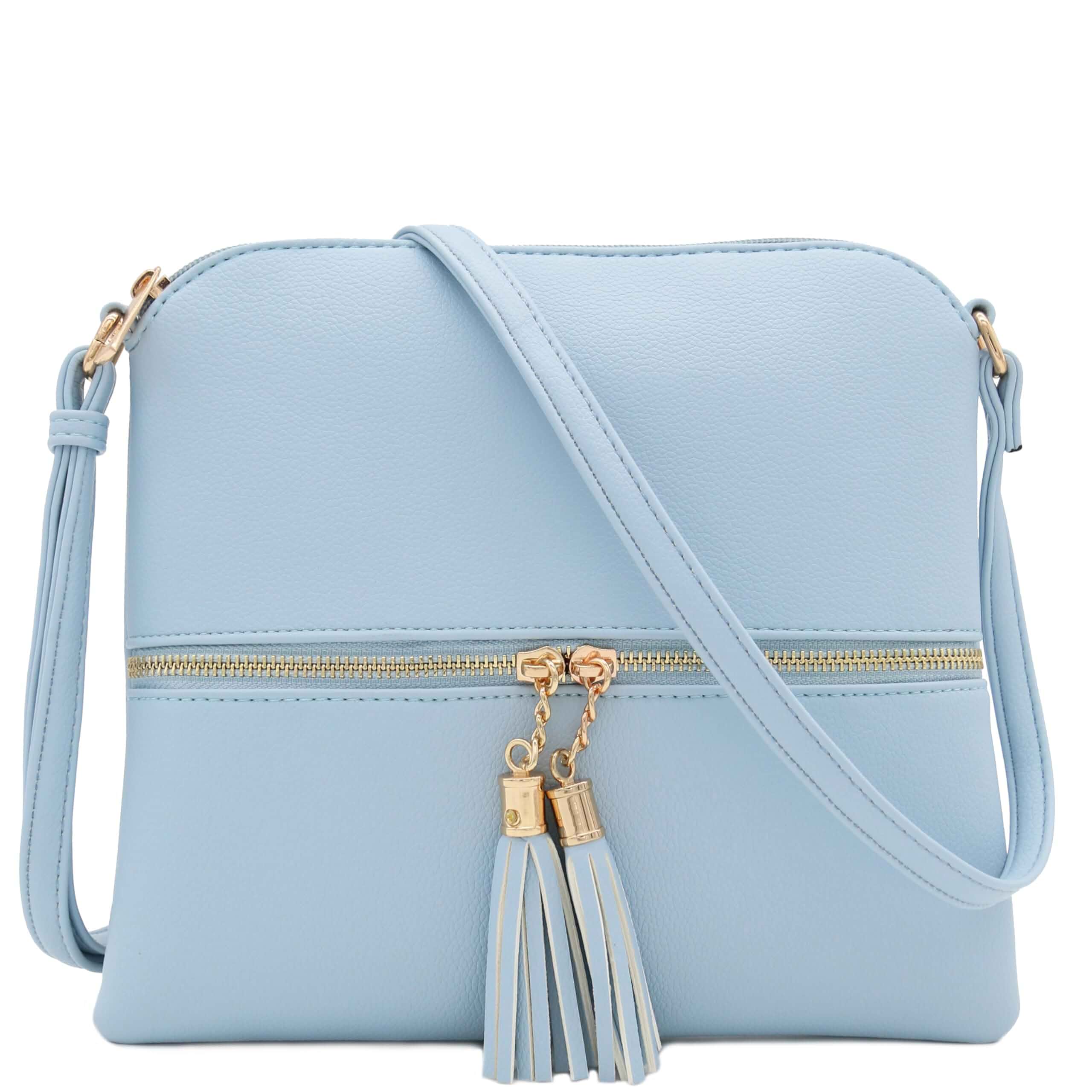 DELUXITY Lightweight Medium Crossbody Bag with Tassel Women’s Faux Leather Cross Body Purses with Tassel, Fringe Shoulder Bag with Adjustable Strap for Travel, Work, Daily Use