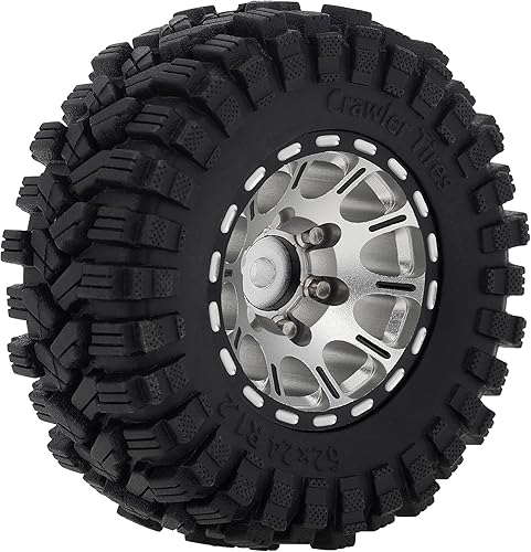 Miniatura 5 de MEUS RACING 1.2 Beadlock Wheels Juego de neumáticos de latón para TRX4M SCX24 FCX24 AX24 124 118 RC Crawler Car, negativo 0.157 in 1.48 oz (plateado
