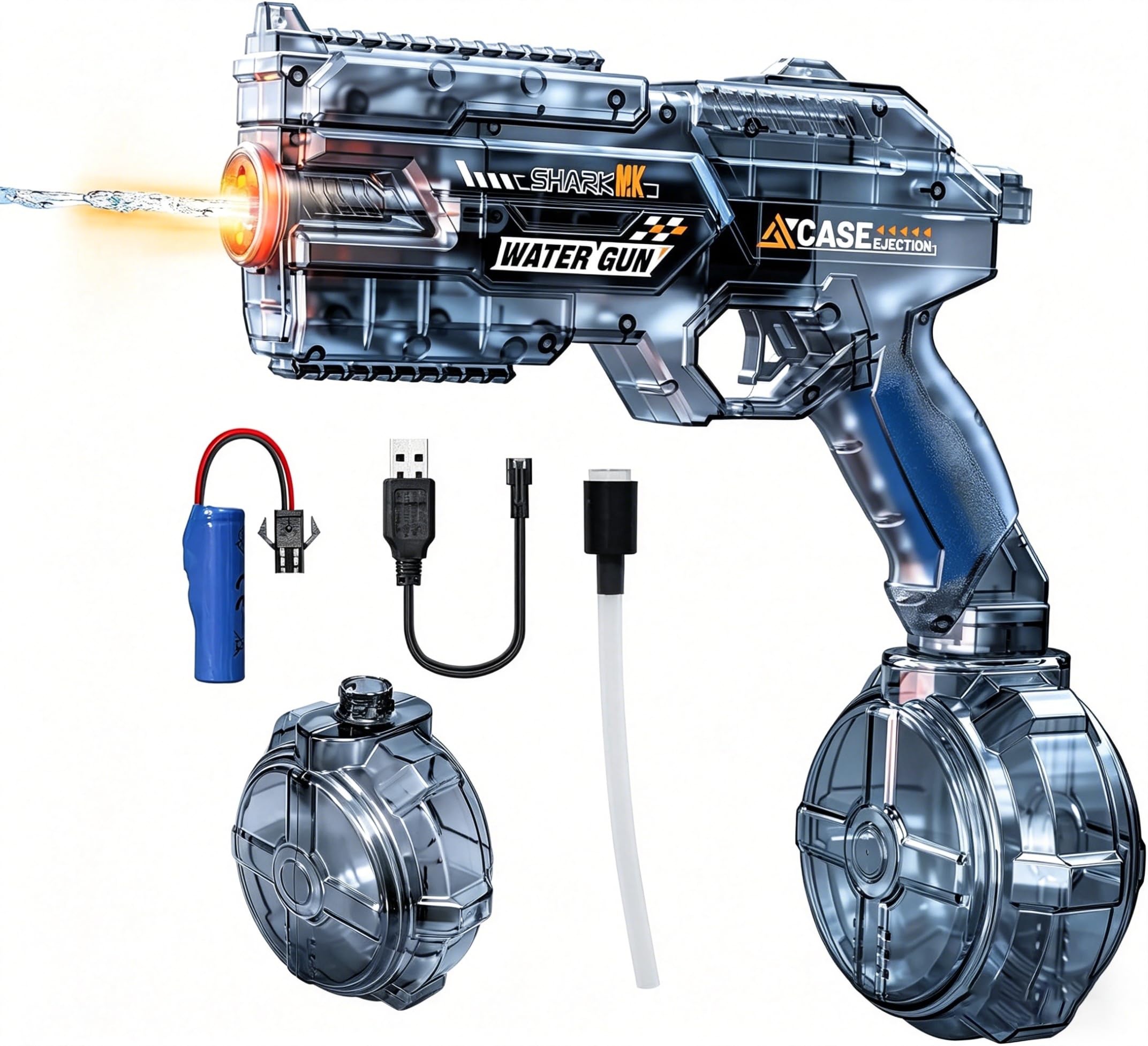 Electric Water Gun for Adults Kids, Transparent Automatic Squirt Water Gun with Led Lights, Summer Outdoor Water Pistol Pool Beach Party Toys for Boys Girls