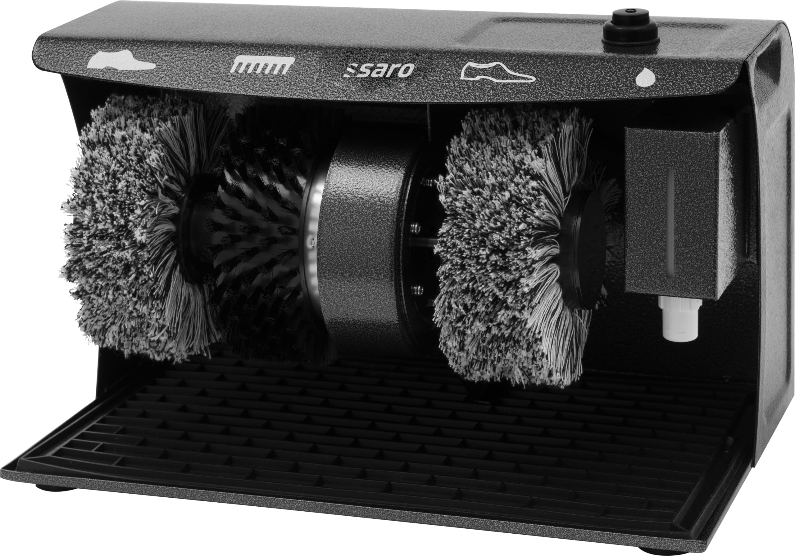 SARO ESP 006 Limpiabotas, 2 cepillos para pulir y cepillo para limpiar, interruptor de pedal, dispensador de crema para zapatos, color antracita