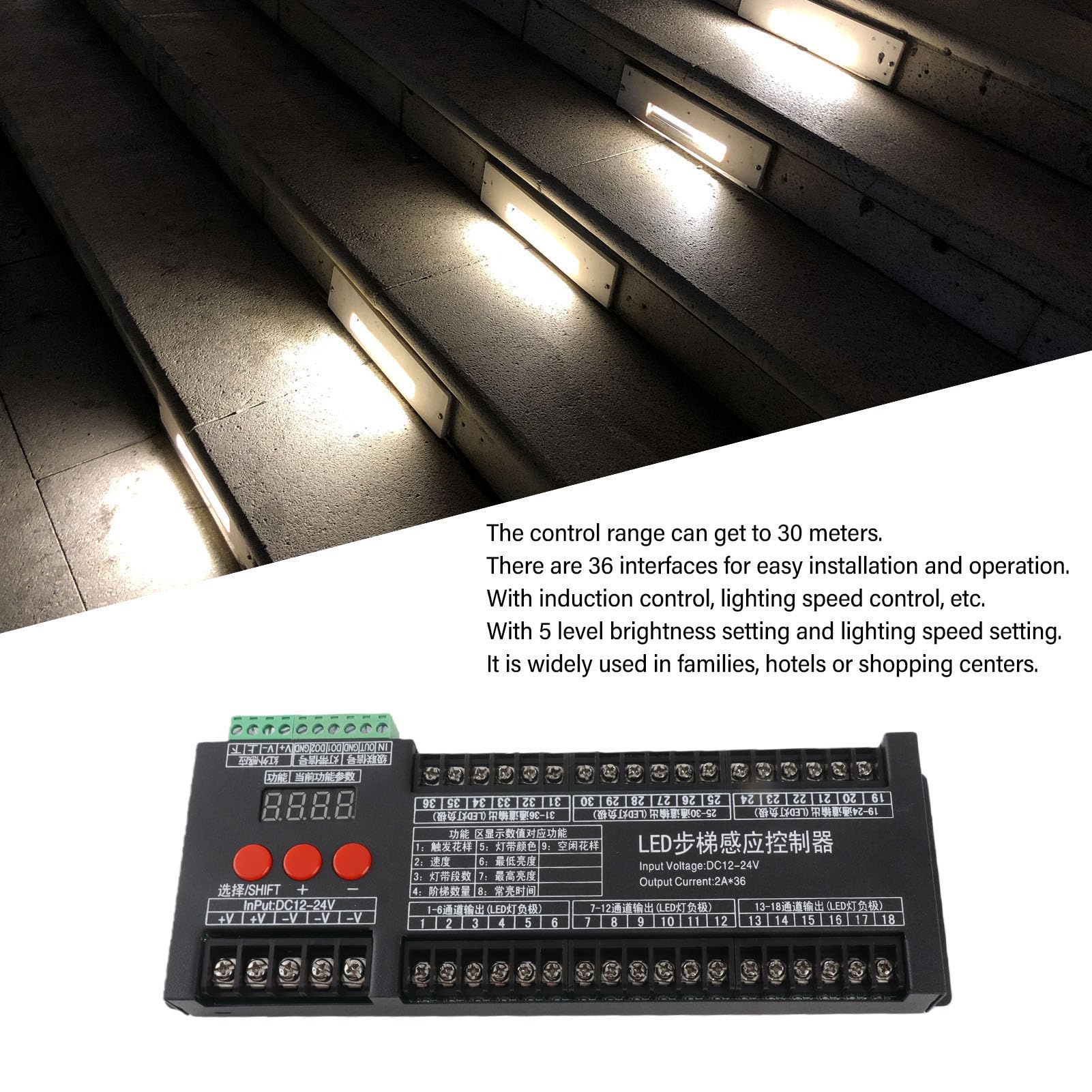 Marhynchus Sensor de Movimiento de Luz de Escalera, Controlador LED de