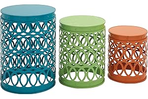 Chic Coastal Decor Metal Patio Side Table Set