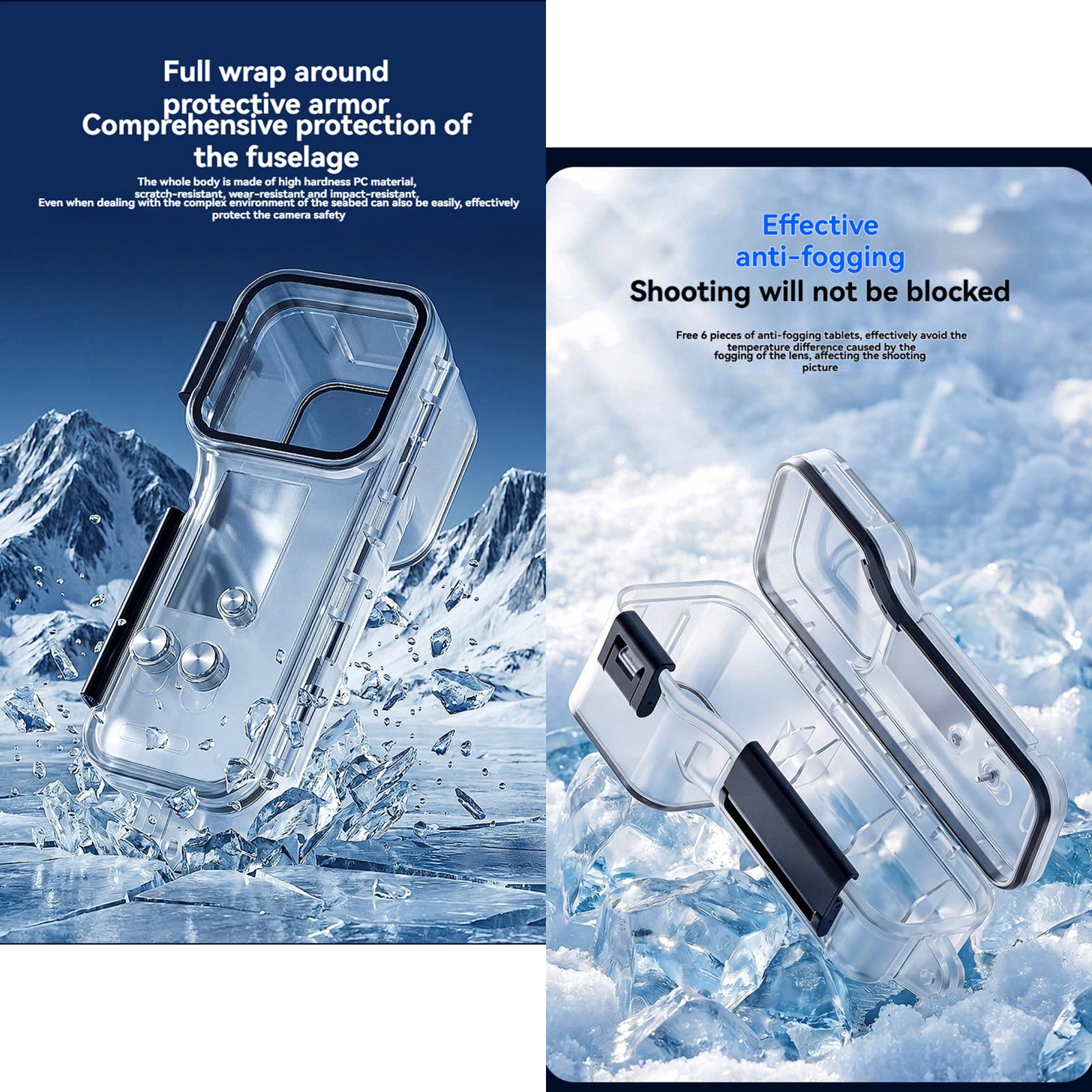 Pocket 4 etui do nurkowania podwodnego, IPX8 50 m, wodoodporna obudowa, obudowa ochronna ze szkła hartowanego, osłona do nurkowania, kompatybilna z DJI Osmo Pocket 4, akcesoria do kamer akcji