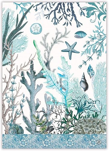 Michel Design Works Toalla de cocina tejida duradera de algodón, diseño de marea del océano, 20x28