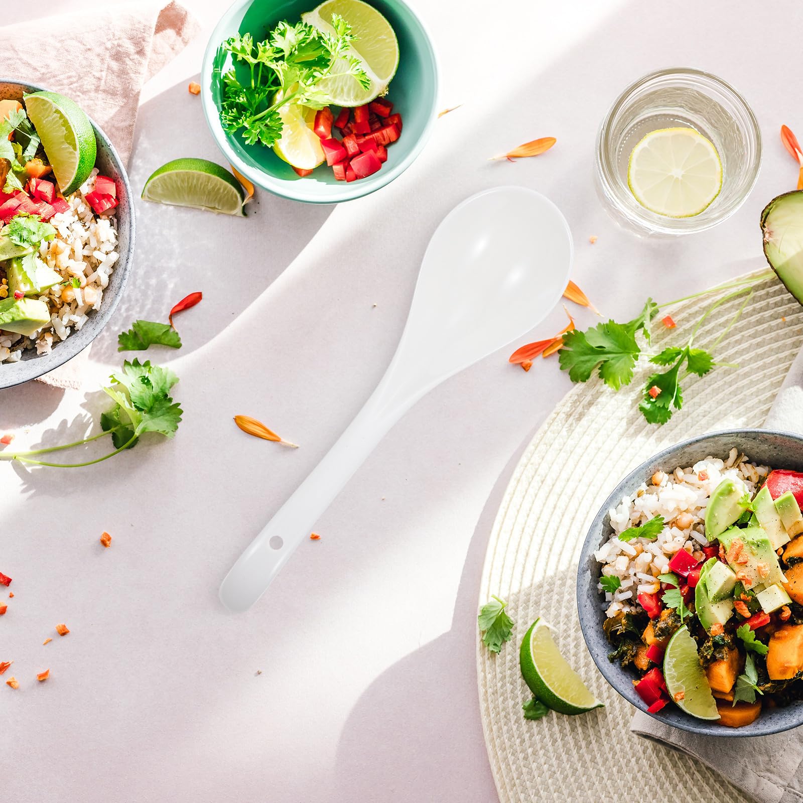 BESPORTBLE Lot de 6 Cuillères Alimentaires en Céramique Blanche, Résistantes aux Rayures et Éclats, Design Simple et Élégant pour Restaurant ou Usage Quotidien