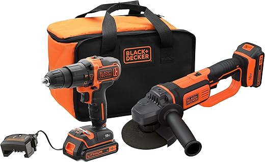 BLACK+DECKER BCK24D2S-QW Kit Trapano a percussione e smerigliatrice