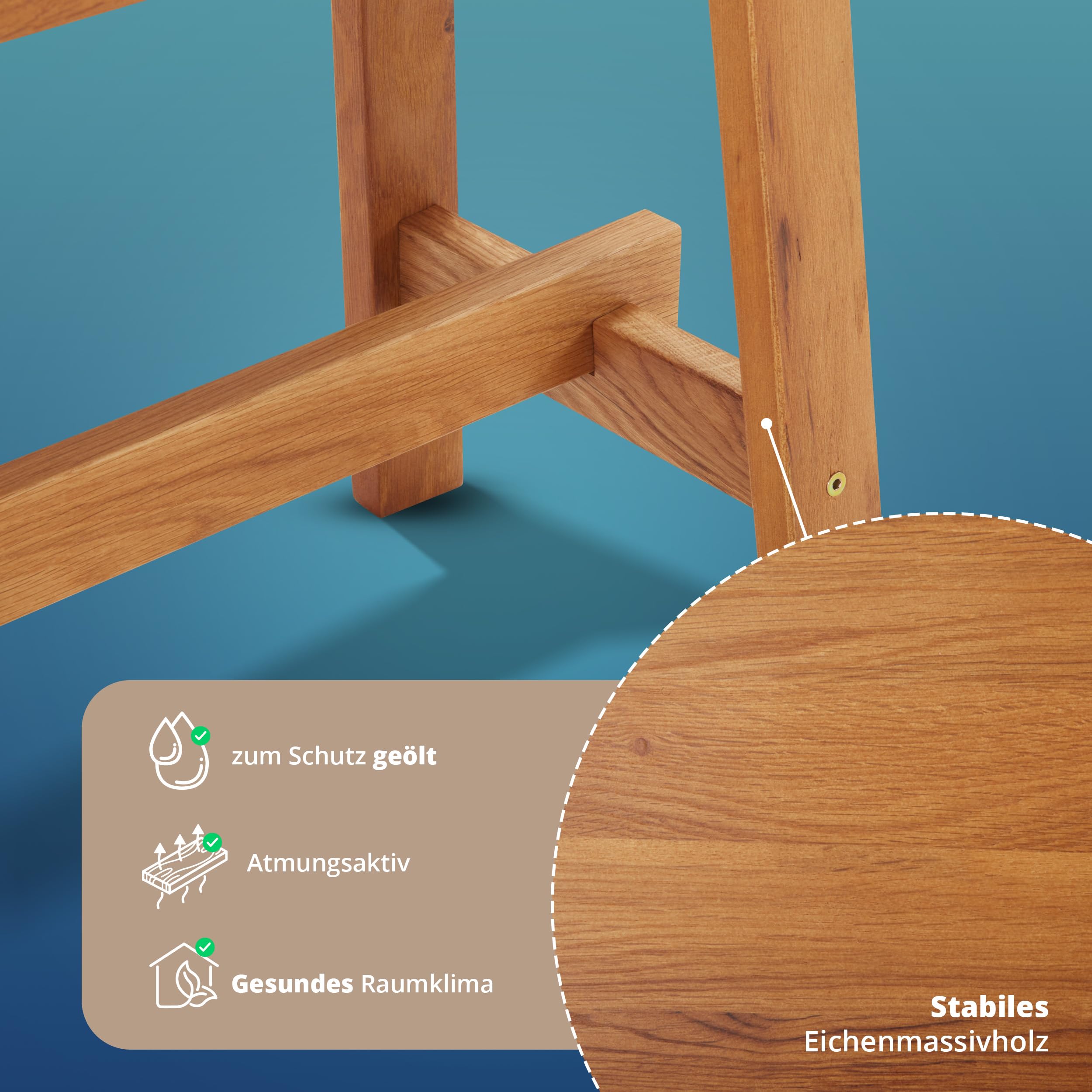 KHG Holzbank Sitzbank Flur Garderobenbank Schuhbank 100x45x29 cm - Eiche Holz Massiv bis 200 kg belastbar - Bettbank Landhausstil geölt