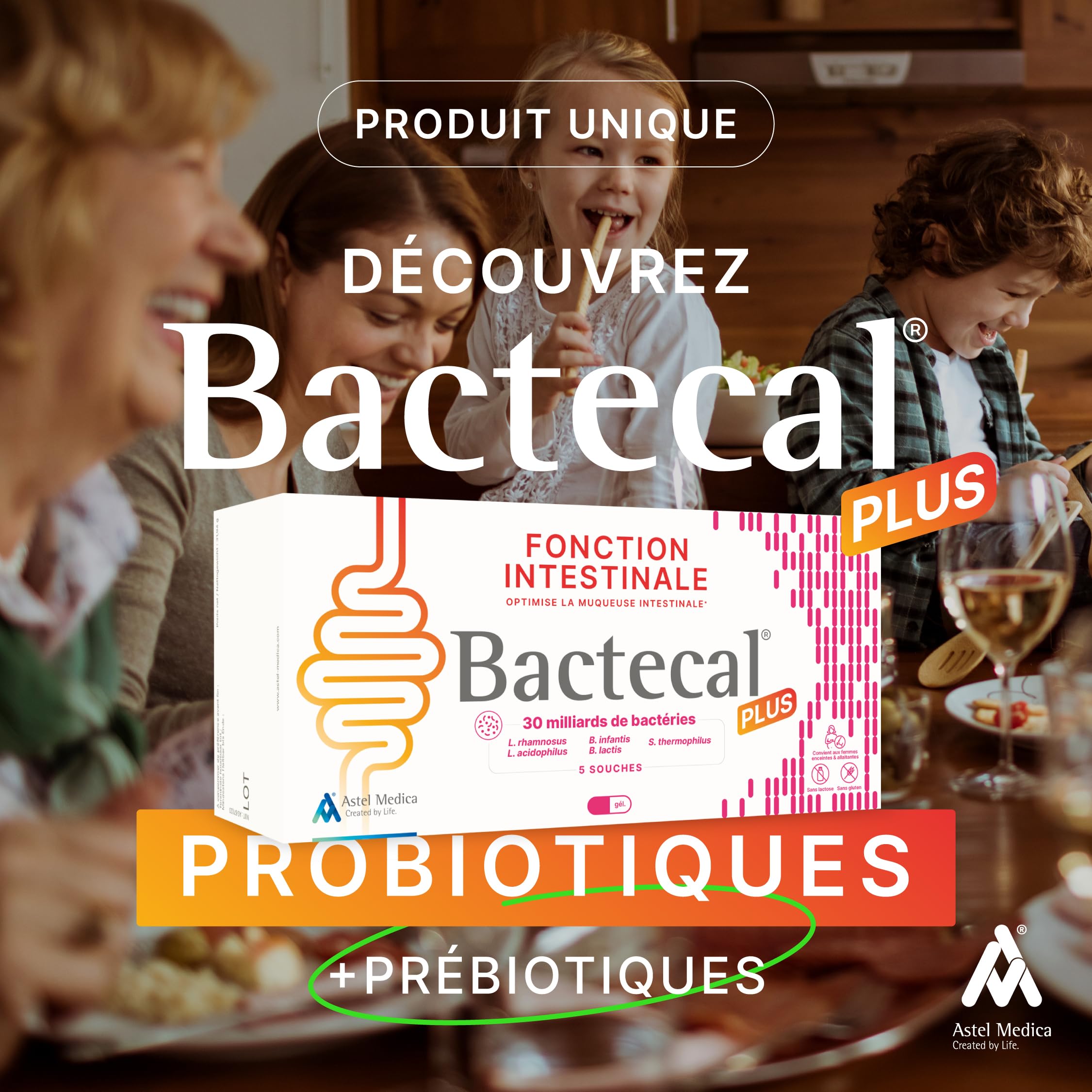 PLUS - Soutien digestif et immunitaire & Restauration de la flore intestinale - Probiotiques - Complément alimentaire - 64 gélules