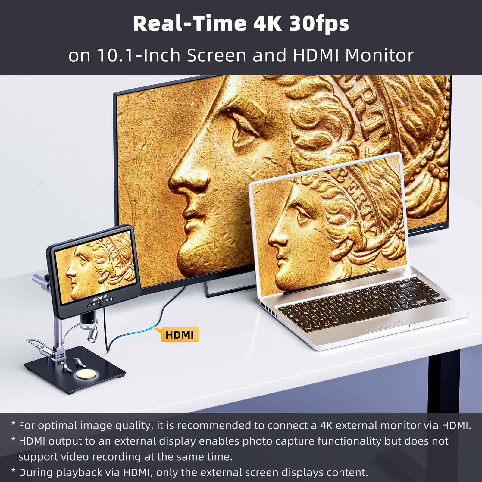 Andonstar Microscopio digital HDMI AD208S Pro 4K 30FPS