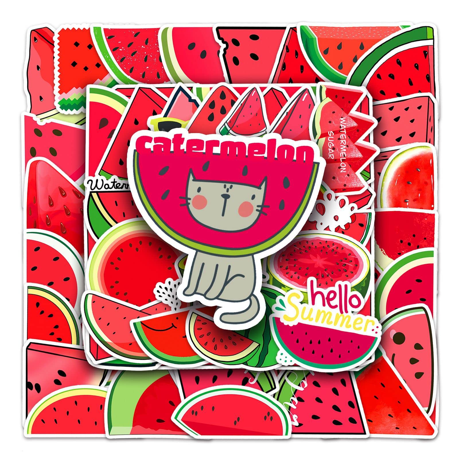 Auceko Men's Watermelon 50Pcs Stickers - Teens Boys & Girls Skateboard Guitar Door Laptop Luggage Car Bike Water Bottle Birthday Party Supplies