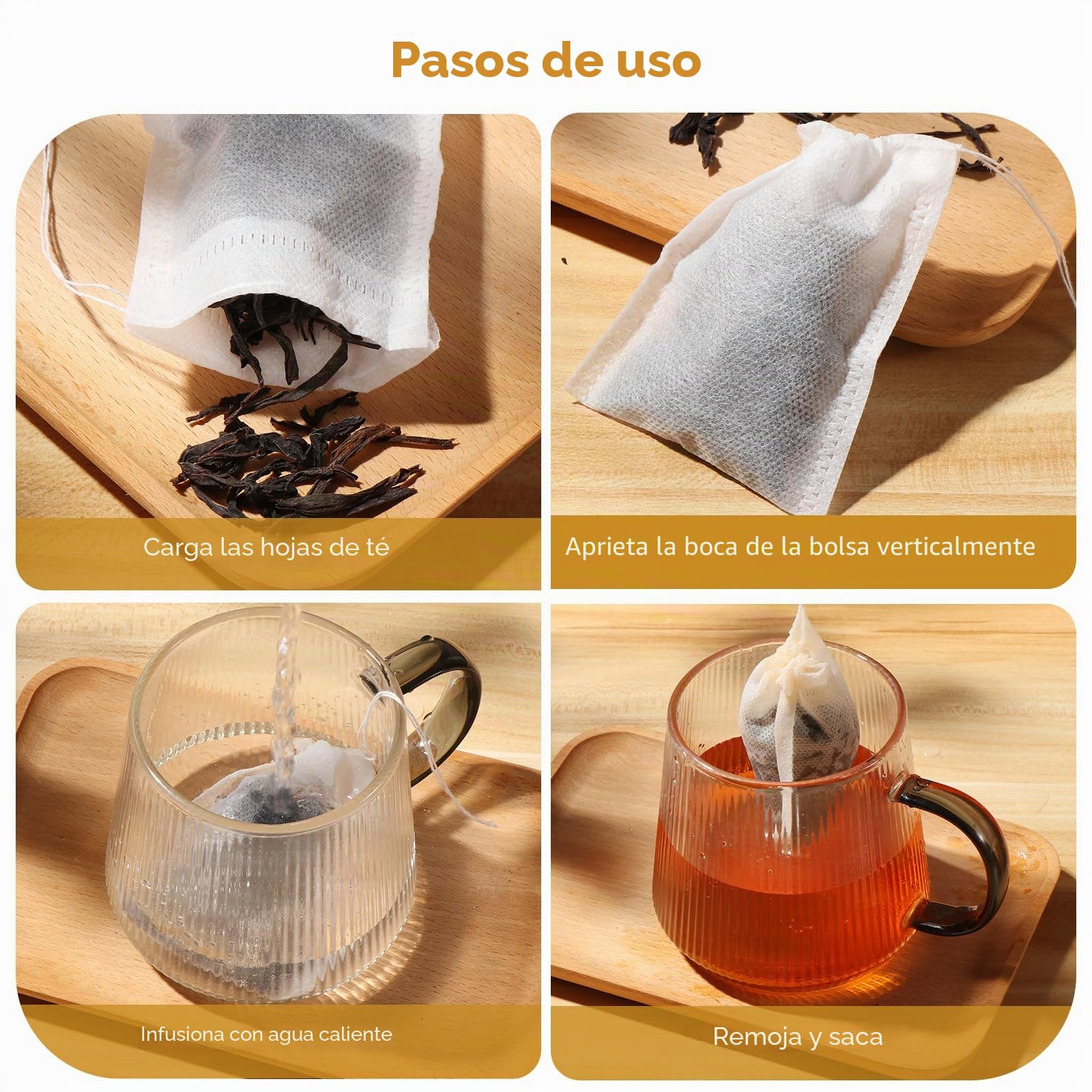 Vinabo 400 Piezas Filtros para Té, 7 x 9 cm Filtro Te, Bolsas Desechables de Filtro de Té Suelto,Infusor Te con Cordón, Bolsas de Te para Té Fragante, DIY Té, Especias, Vainilla, Lavanda, Café