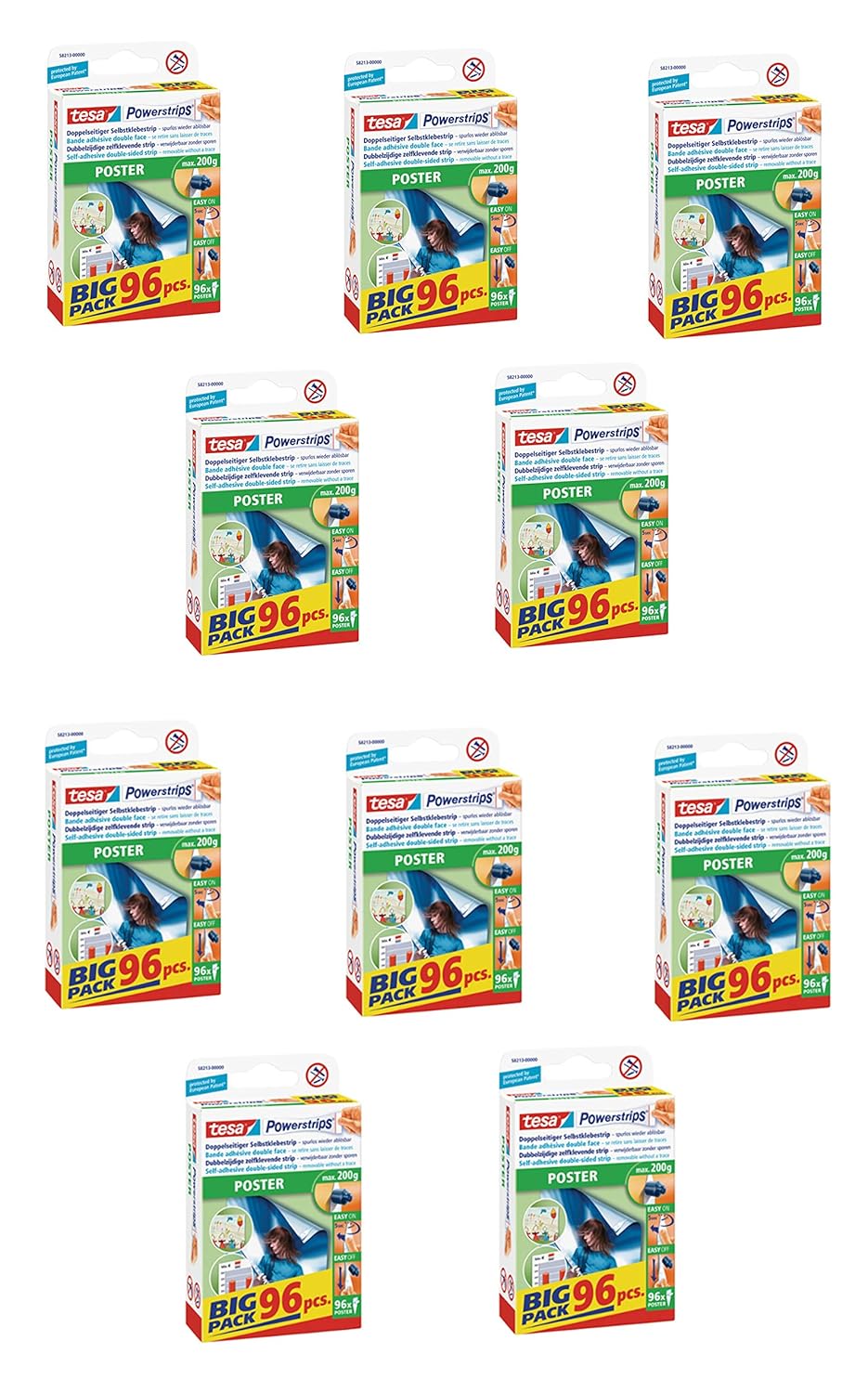 Tesa Powerstrips Strips Poster Big Pack 96 Pieces, POSTER, Big Pack 96