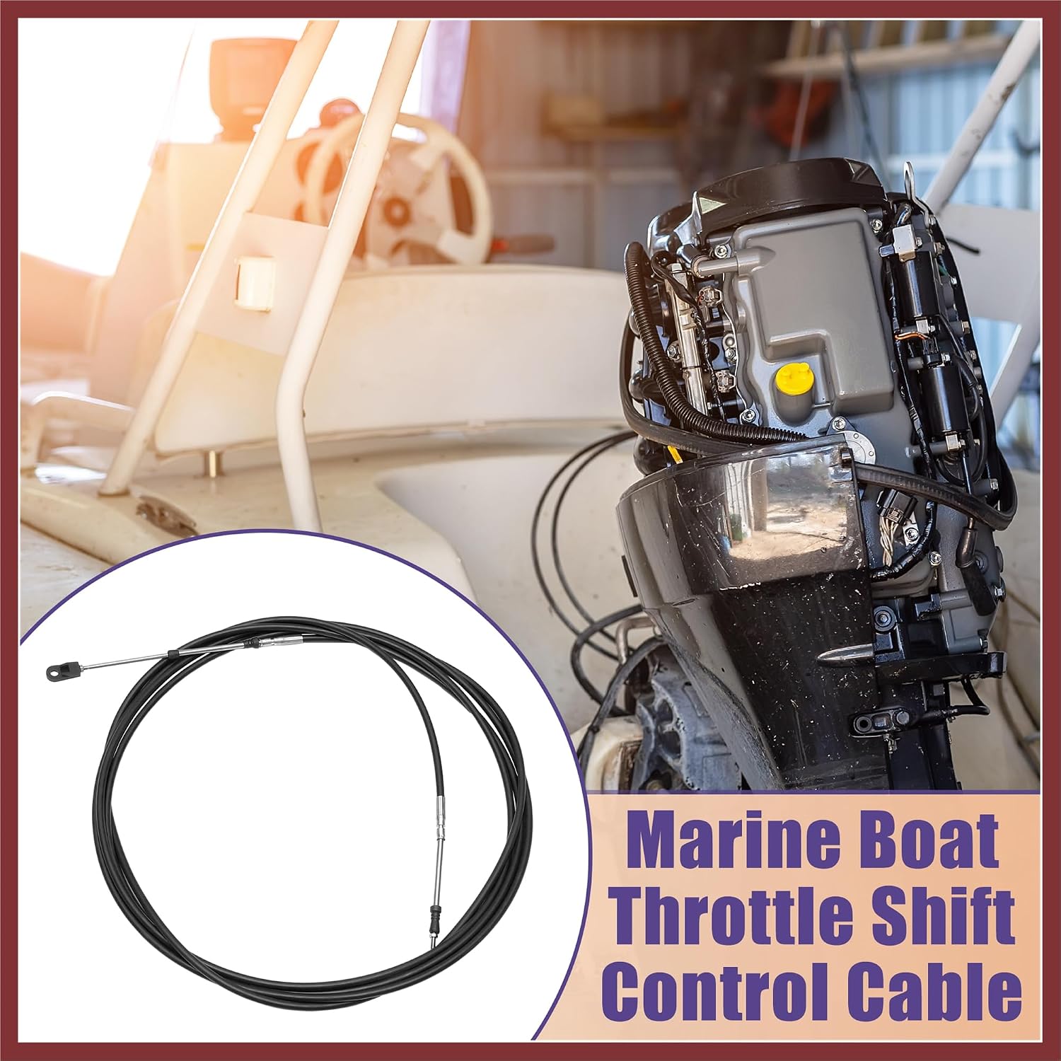 Universal 600cm 20FT 33C/3300 Marine Boat Throttle Shift Control Cable Black with Fastening Head for Yamaha Outboard Engine - Pack of 2 Replace Parts