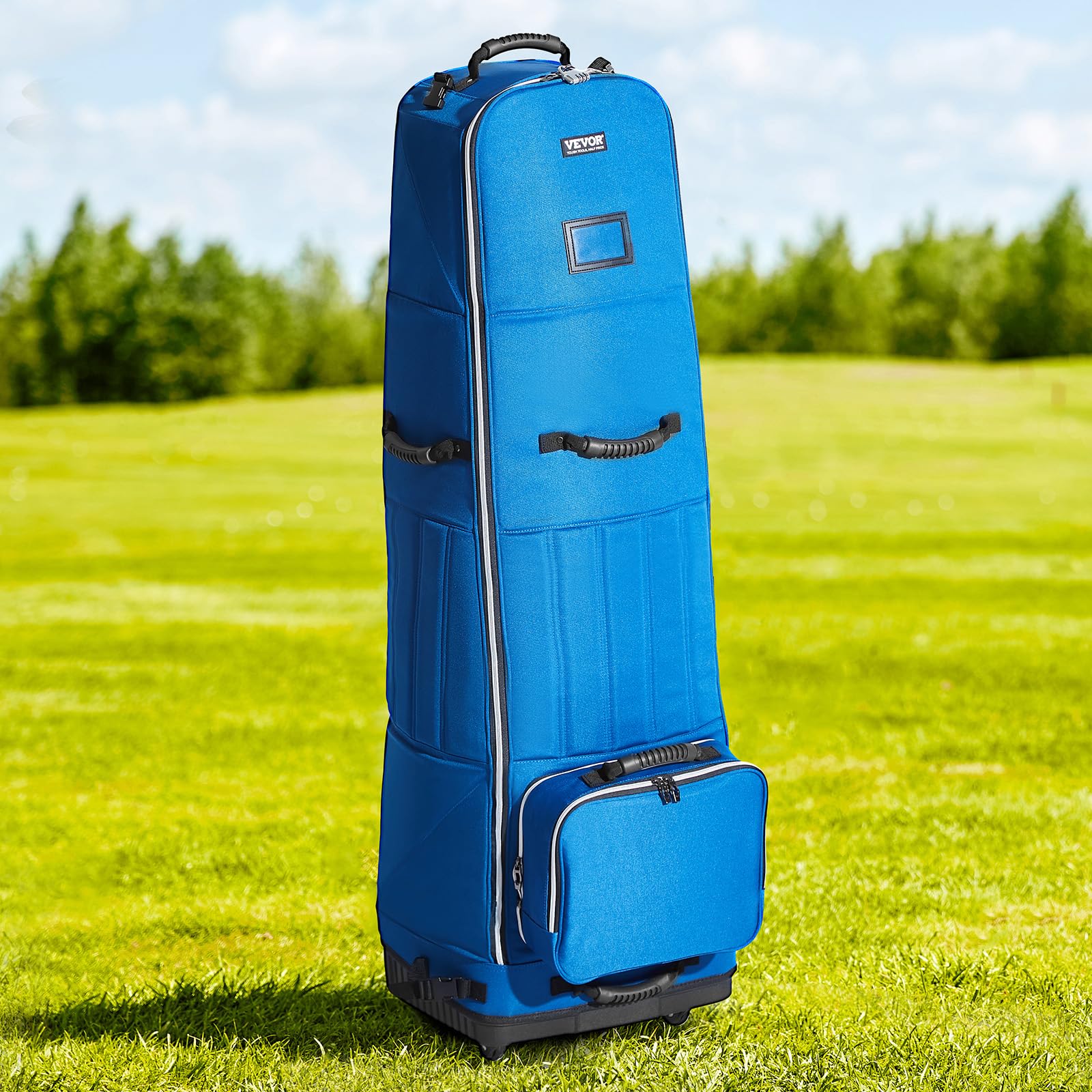 VEVOR Bolsa de Viaje Enrollable para Palos de Golf Bolsa de Carrito Portátil 6 Ruedas Impermeable Resistente al Desgaste 1200D Poliéster Oxford Bolsa de Almacenamiento para Palos de Golf, Azul
