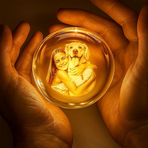 Miniatura 2 de Lámpara de globo de cristal 3D personalizada con foto de perro, luz nocturna personalizada regalos conmemorativos para perros, mamá, amantes de los
