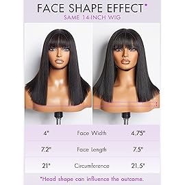 LUVME HAIR 14 Inch Light Yaki Straight Bob Wig with Bangs Human Hair Realistic HD Lace Short Black Bob Wigs, Ready to Go Blunt Cut Bob Wig Glueless 180 Density