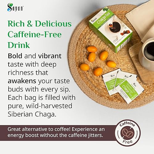 Miniatura 3 de Sayan Té de hongos chaga siberiano 1.05 onzas  1.06 oz  20 bolsas sin blanquear, antioxidante orgánico cosechado silvestre sin cafeína. Mezcla cruda