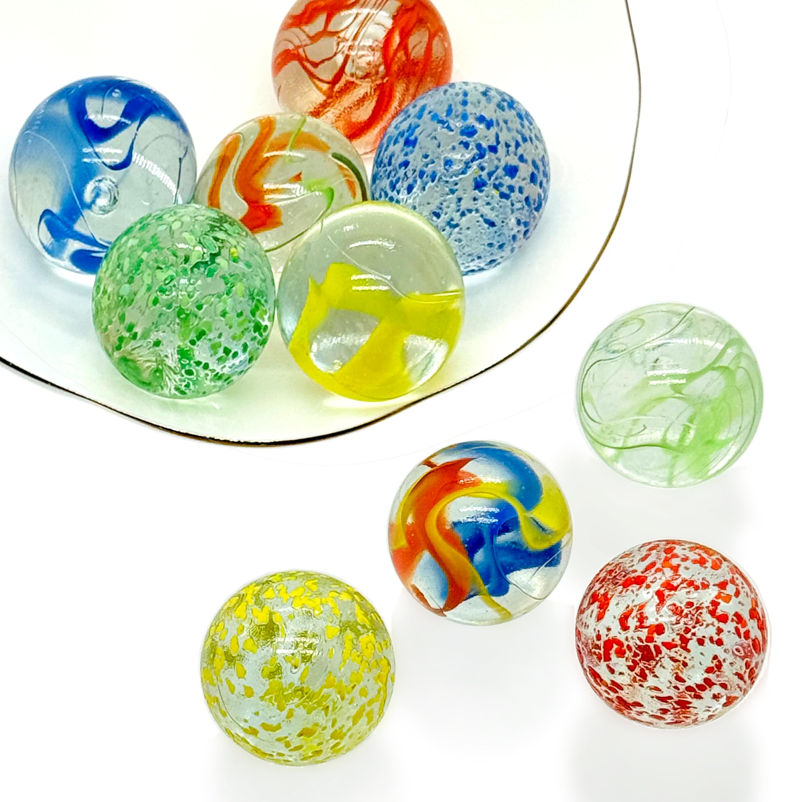 Photo 1 of [DAMAGED] Large Glass Marbles for Decoration 35mm 10pcs Assorted Colour Marble Game Learning and Outdoor Play for Kids and Adult
