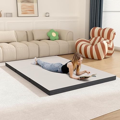 Miniatura 5 de Colchón plegable de espuma viscoelástica, colchón triple plegable con funda lavable, cubrecolchón de viaje, colchón portátil para viajes, camping,