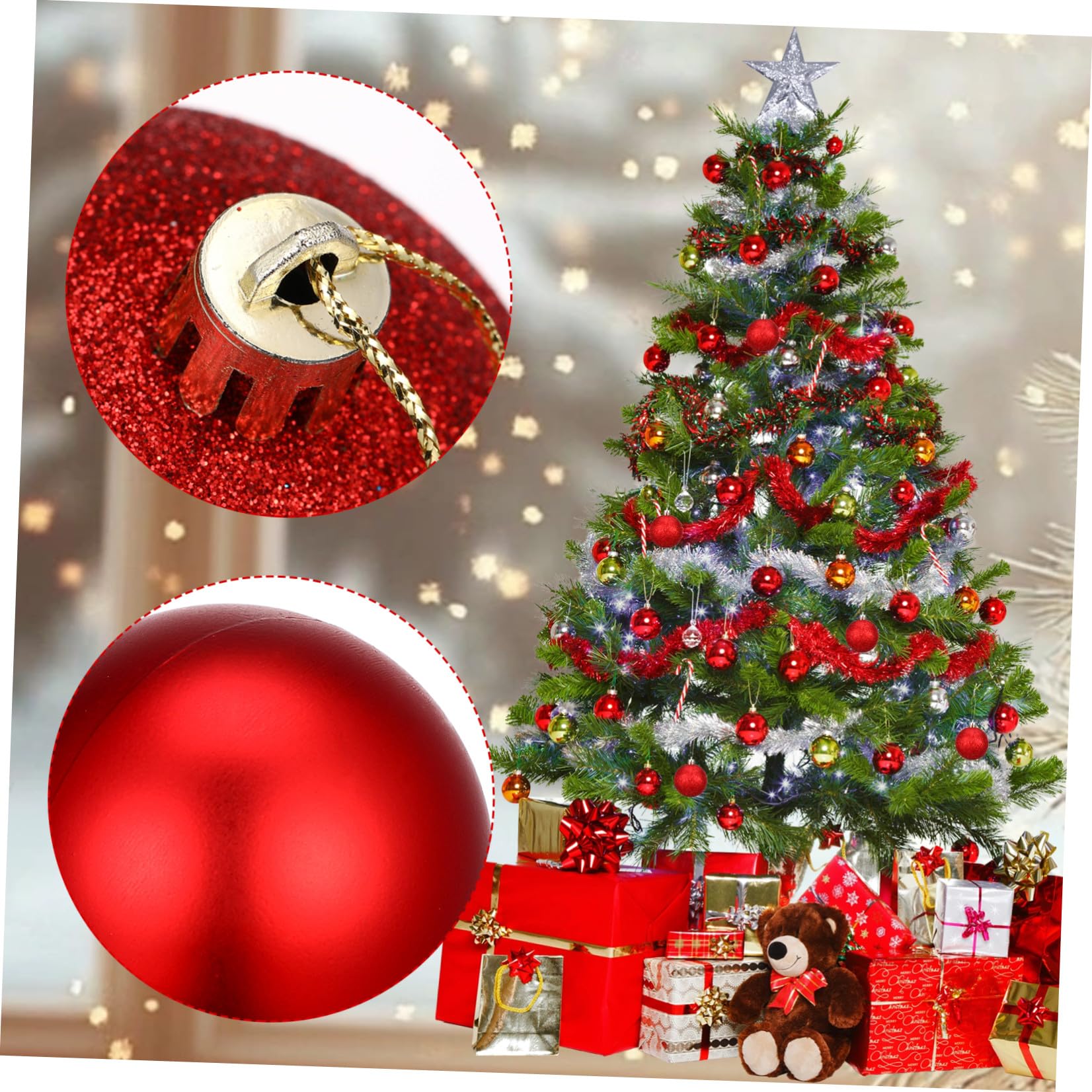 jojofuny 24 Pc Palline Natalizie Rosse 6cm in Plastica, Decorazioni Appese