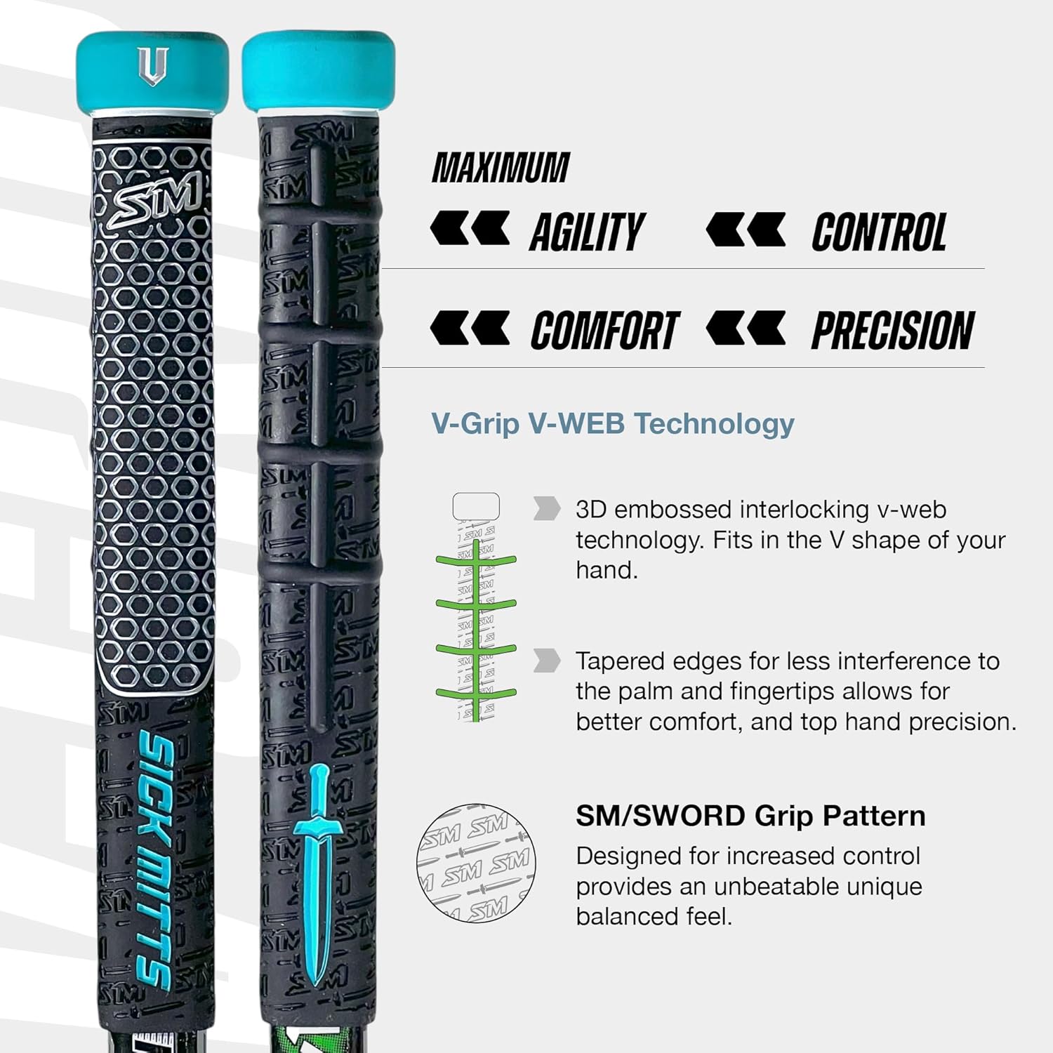V Grip White Base Ice Hockey Grip - Enhance Your Game with This Durable and Comfortable Hockey Gear and Accessories. Five to Choose Your Favorite Hockey Team