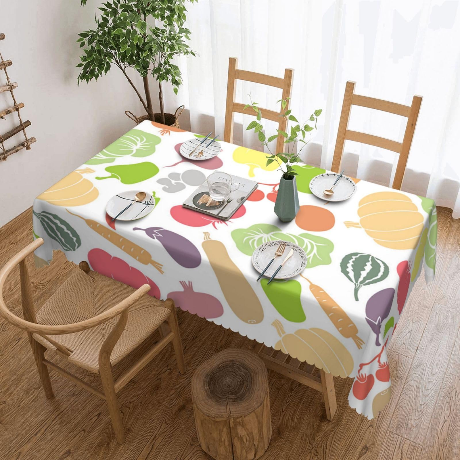 Amazon｜テーブルクロス カラフル 野菜柄 テーブルカバー 長方形 食卓