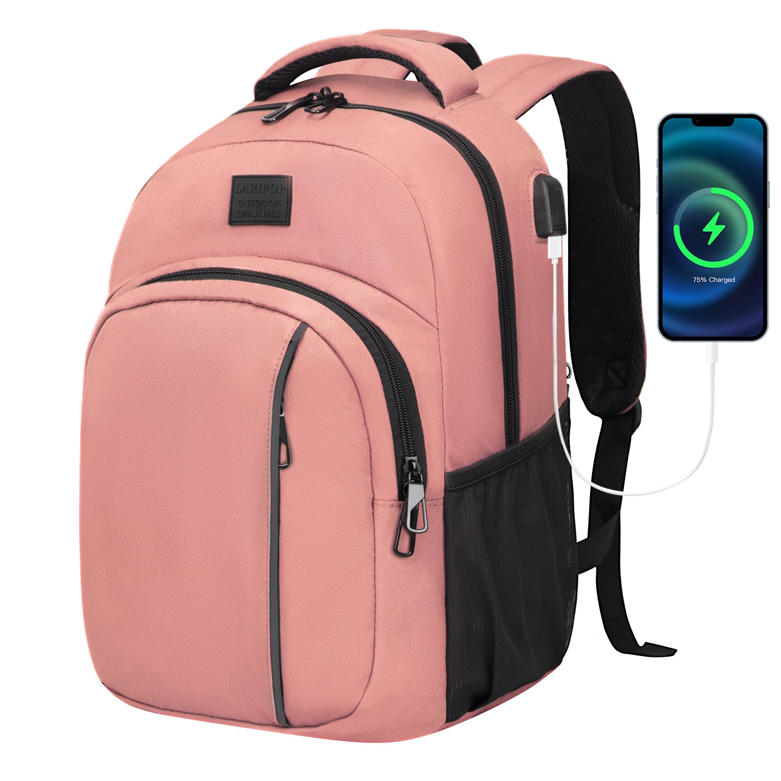 LARIPOP Travel Laptop Backpack,15.6 Inch Business Laptop backpack for Men Women with USB Charging Port,Water-Resistant Laptopack Weekender Daypack for