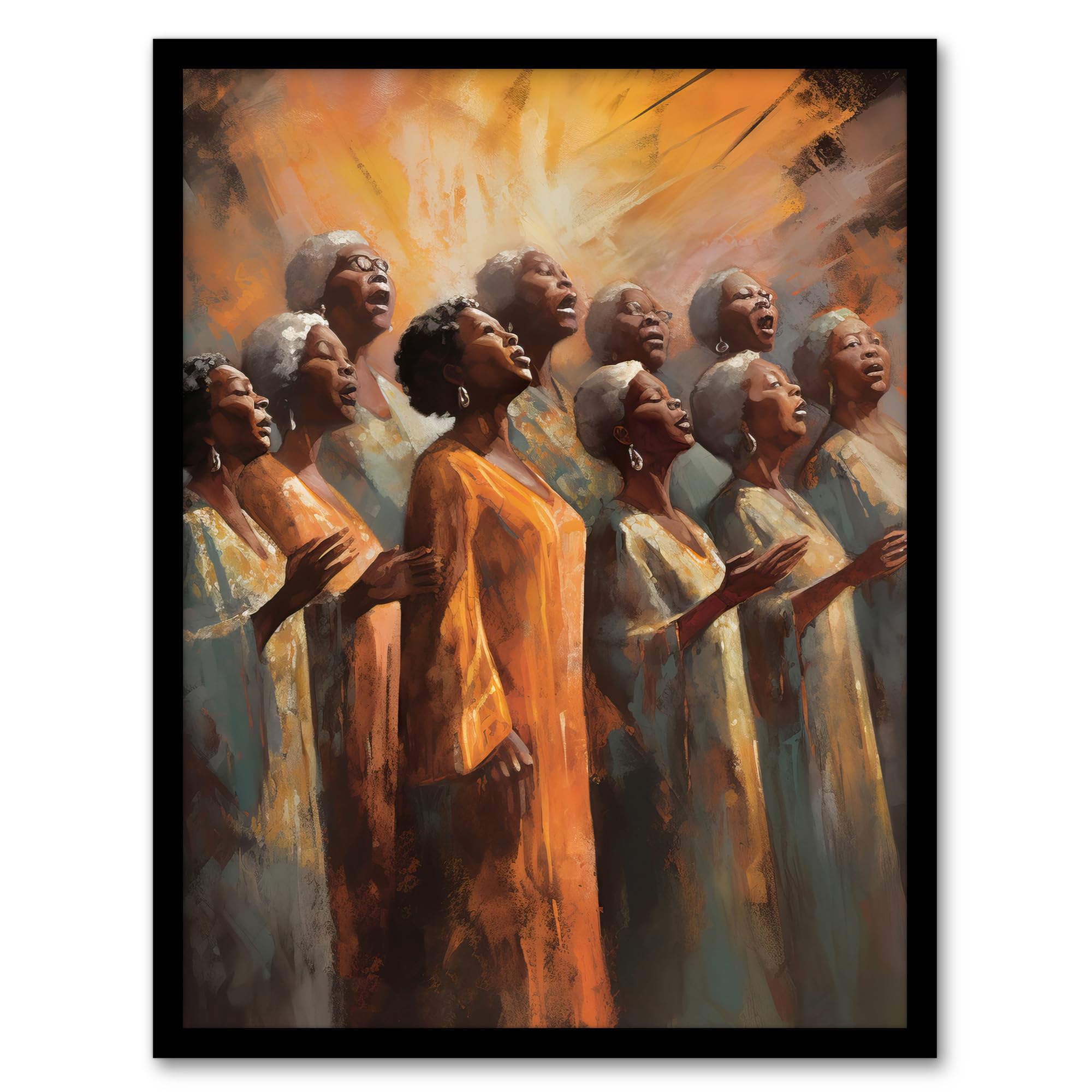 Artery8 African Country Gospel Choir Music Artwork Framed Wall Art Print A4