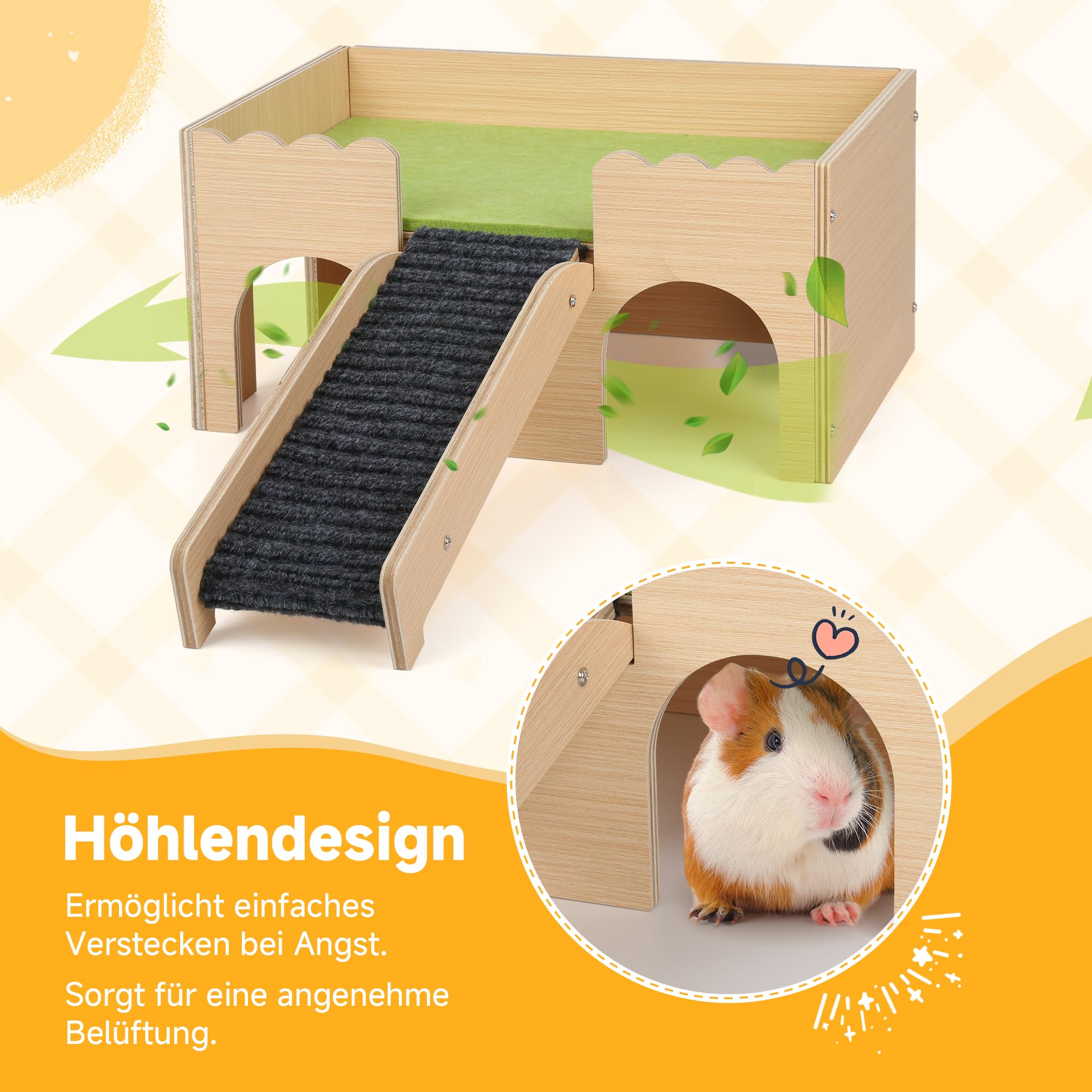 WEJIUAFB Cavia Hideout Cavia Bed,Met Kwastje Tunnel Multifunctionele Passage Habitat Hideaway Huis Voor Hamster Cavia Konijn