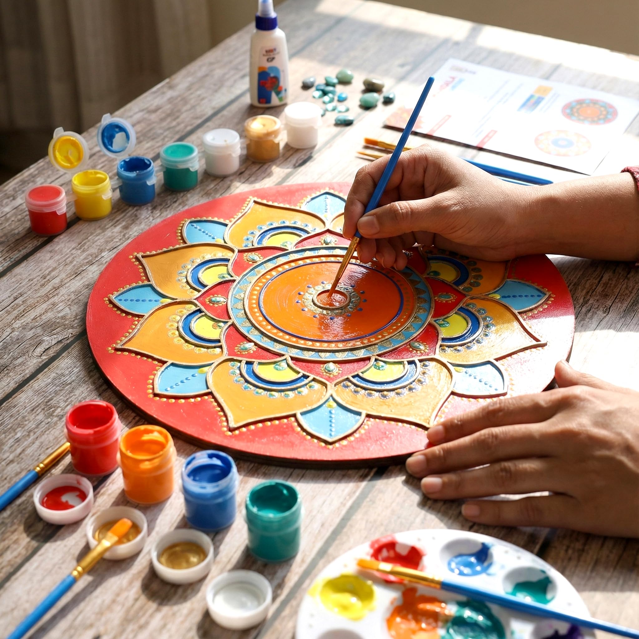 HOBBY INDIA Mandala Art Kit for Adults | DIY Mandala Painting Kit Set of 6 | Unique Art and Craft Kit Gift | Perfect Mandala Art for Decoration | 10+ Years 3