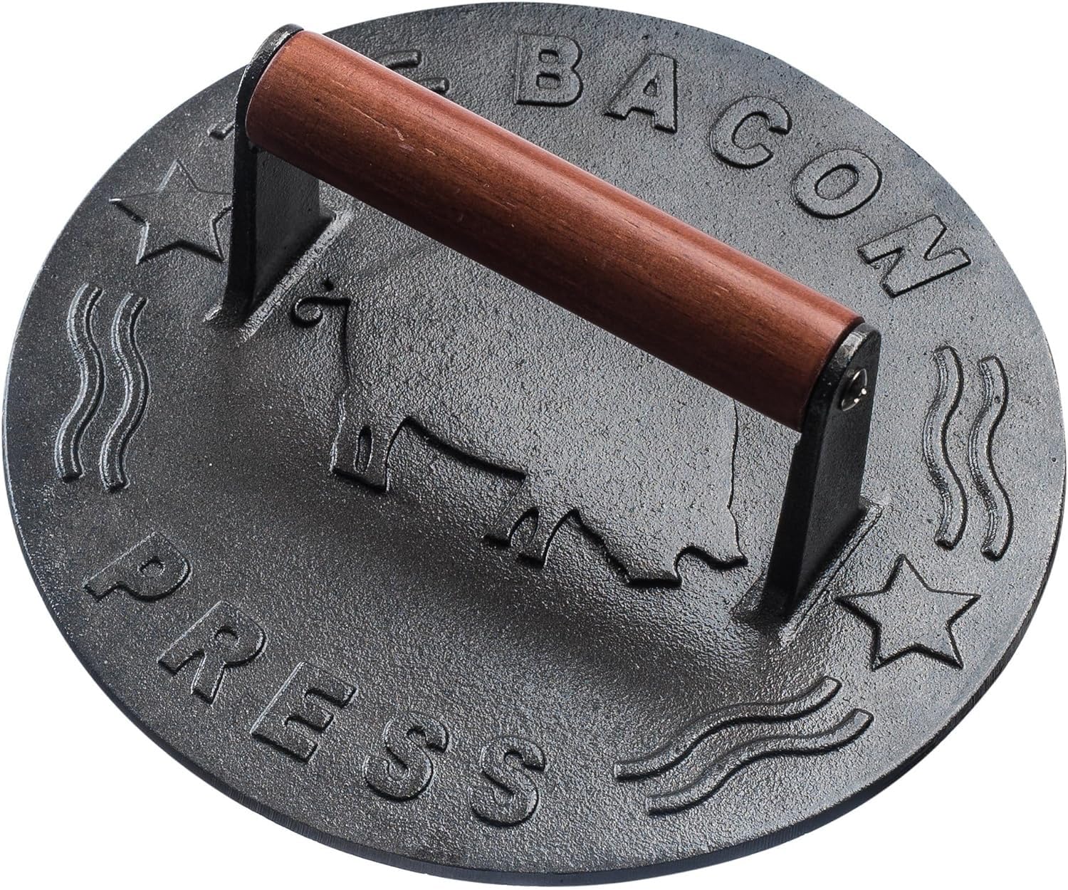 Hamburgerpresse, Steakpresse, Schweinekotelett, 17 cm, mit Holzgriff, schwere Presse, rund, für Hamburger, Panini, Steaks und Sandwiches, lebensmittelecht