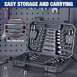 WORKPRO 22-Piece Set de clés à cliquet avec organisateur, 72-Tooth Équipement de précision, métrique 6-18mm & SAE 1/4-3/4", Clés combinées poids lourds pour la mécanique et DIY Projets