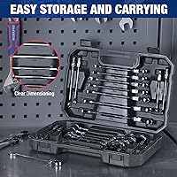 Vista 5 de WORKPRO - Juego de 22 llaves de trinquete con cabeza flexible, juegos de llaves combinadas con caja organizadora, 72 dientes, métrica 6-18mm y SAE