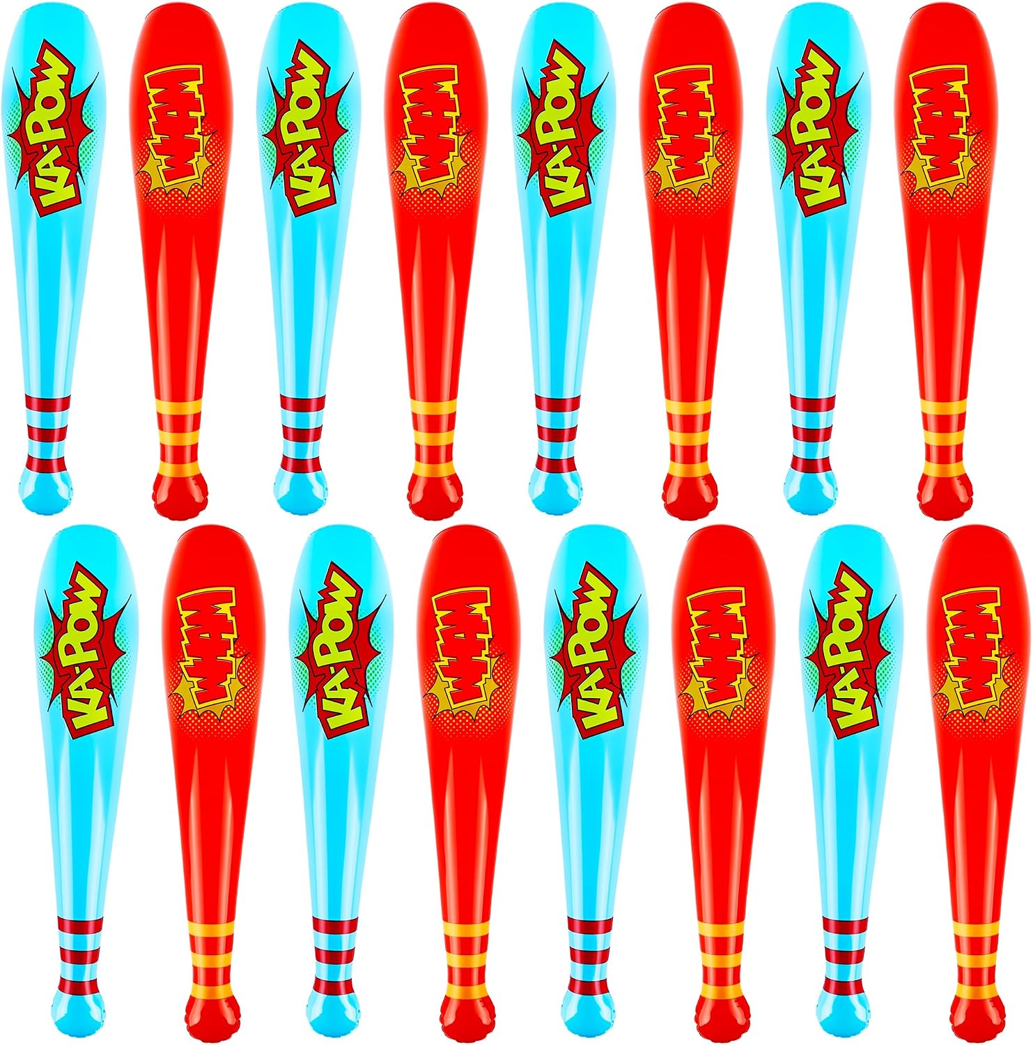 16 Pack 22 Inch Inflatable Bat Blow up Bat Baseball Bats Inflatable Toy Bat Inflates for Carnival Birthday Swimming Pool Party Favors
