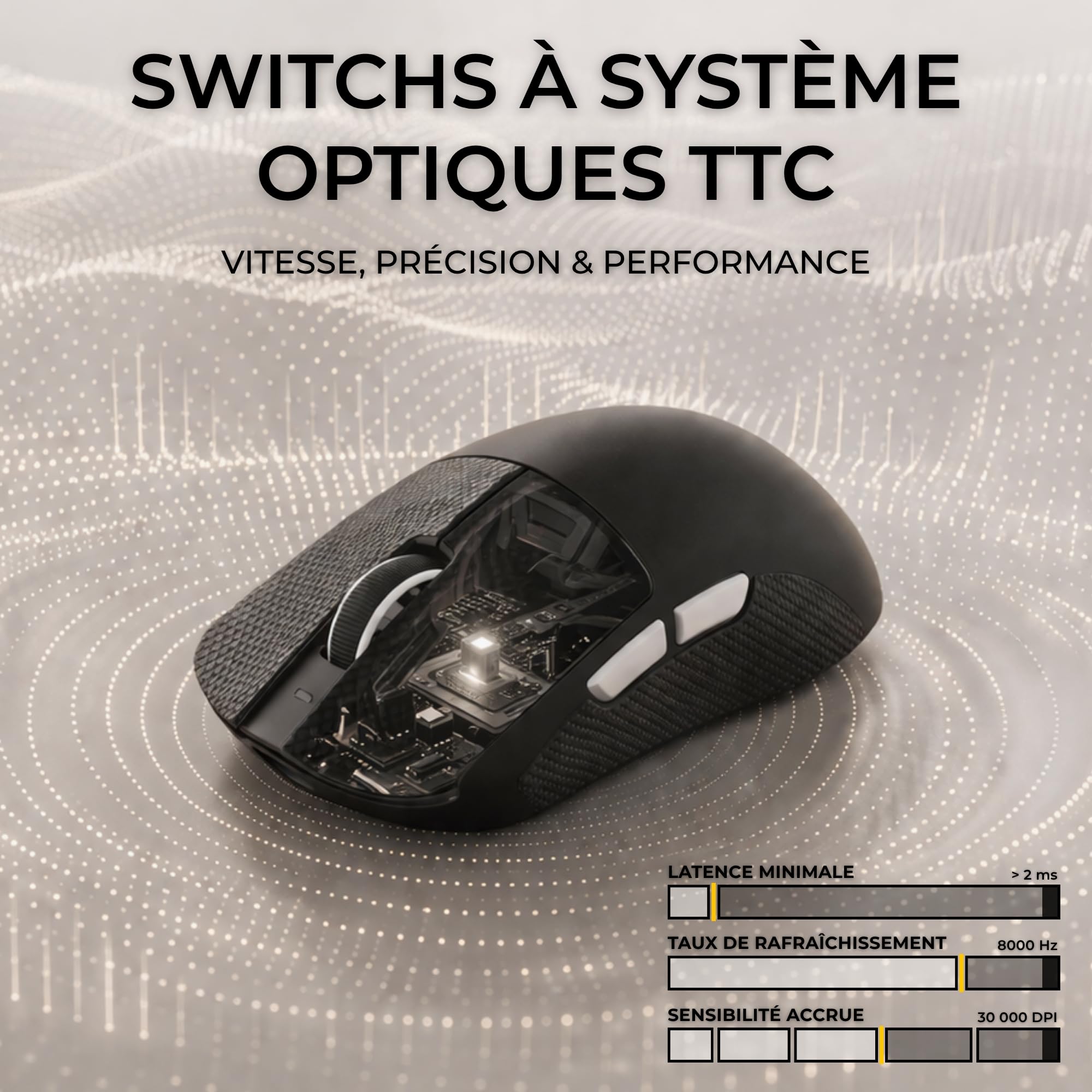 The G-Lab Kult Elite M150 - Souris Gamer sans Fil 30 000 DPI 8K Hz | Connexion Sans Fil Tri Mode 2.4GHz/Bluetooth/Filaire, Capteur PixArt 3950,30 000 DPI, 8000 Hz Polling Rate, 200H Autonomie