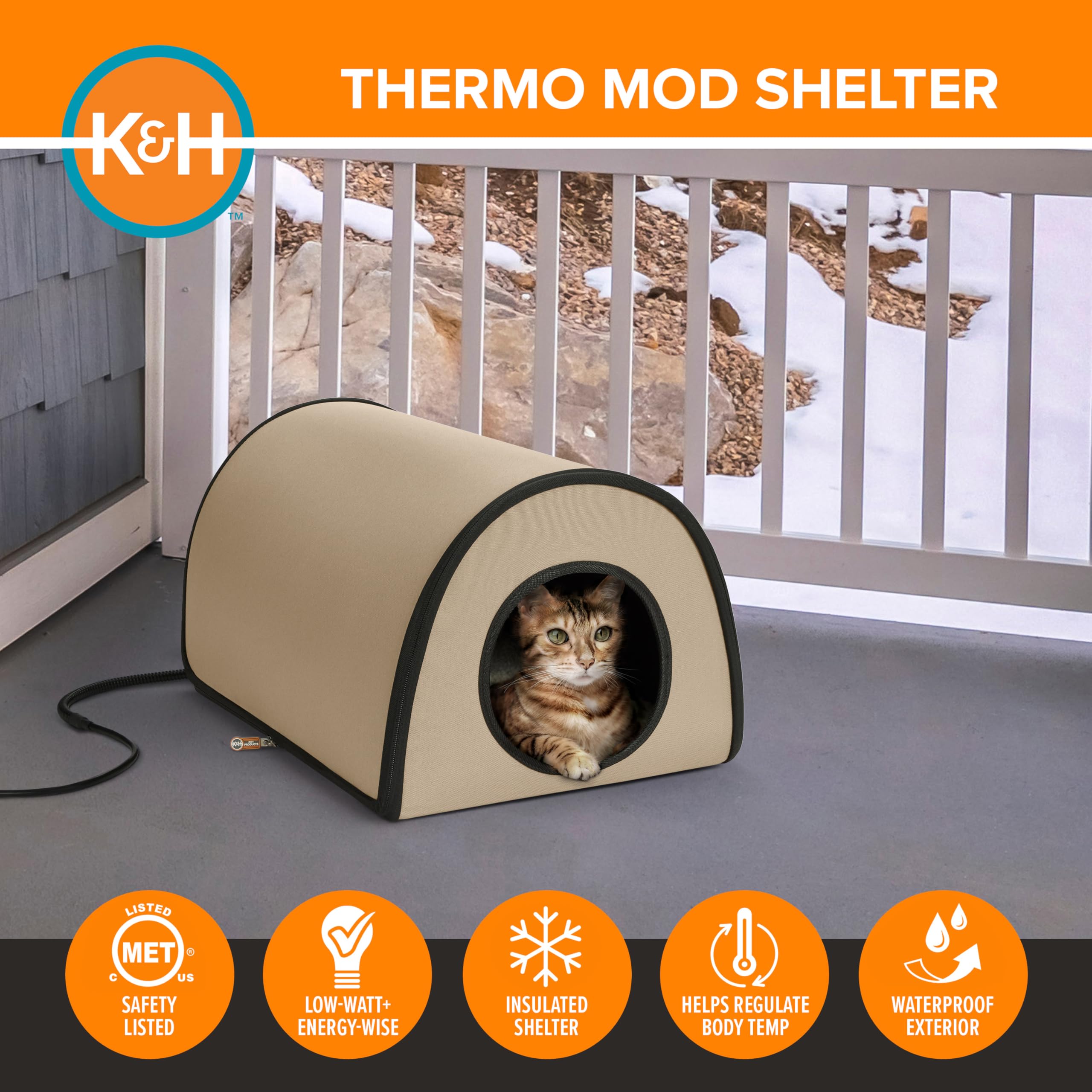 K&H Pet Products Thermo Mod Kitty Shelter wodoodporny zewnętrzny podgrzewany domek dla kota