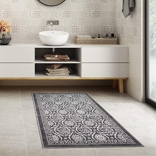 Miniatura 95 de Antep Rugs - Alfombras antideslizantes (antideslizante) 5 x 7 con parte trasera de goma floral geométrica de bajo perfil para interiores