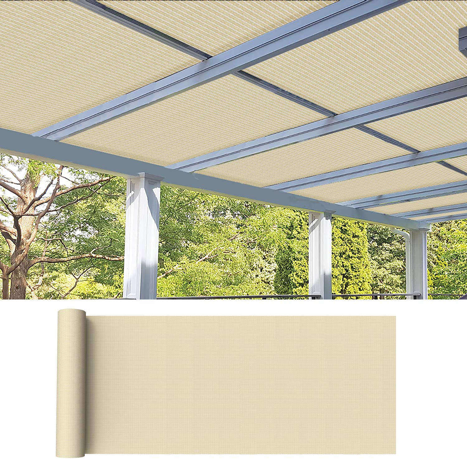6'×50' Outdoor Shade Cloth 95% UV Block Fabric Roll for Pergola Carport Patio Deck Awning Garden Yard Balcony Backyard Privacy Screen Shade Cover