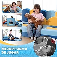 Vista 8 de Sofá cama modular para niños pequeños, 22 piezas, sofá cama para sala de juegos, muebles convertibles con temática oceánica, sofá modular