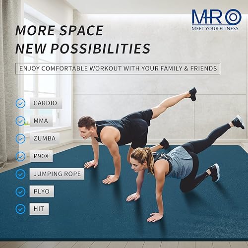 Miniatura 8 de Tapete de ejercicio extra grande de 0.472 x 0.236 x 0.276in, tapete de entrenamiento para suelo de gimnasio en casa, tapete grueso de gimnasio