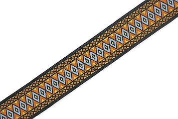 11 Yards Spool 1.1 Wide Orange and Blue Diamond Jacquard Ribbon Trim Craft Supplies Woven Border Sewing Trimming Ideas 28119