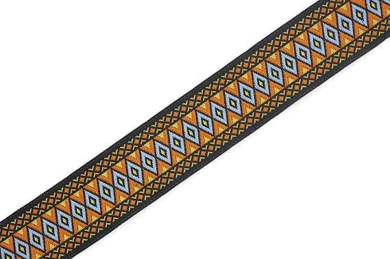 11 Yards Spool 1.1 Wide Orange and Blue Diamond Jacquard Ribbon Trim Craft Supplies Woven Border Sewing Trimming Ideas 28119